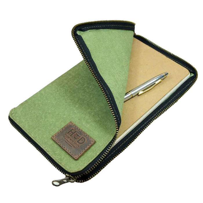 Waxed Canvas Zippered Journal  Cover for Moleskine Large (5 x 8.25 in.) Notebook NOT Included. - Stockyard X 'The Leather Store'