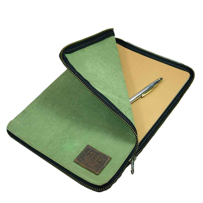Waxed Canvas Zippered Journal Cover for Moleskine XL (7.5 x 9.75 in.) Notebook NOT Included. - Stockyard X 'The Leather Store'