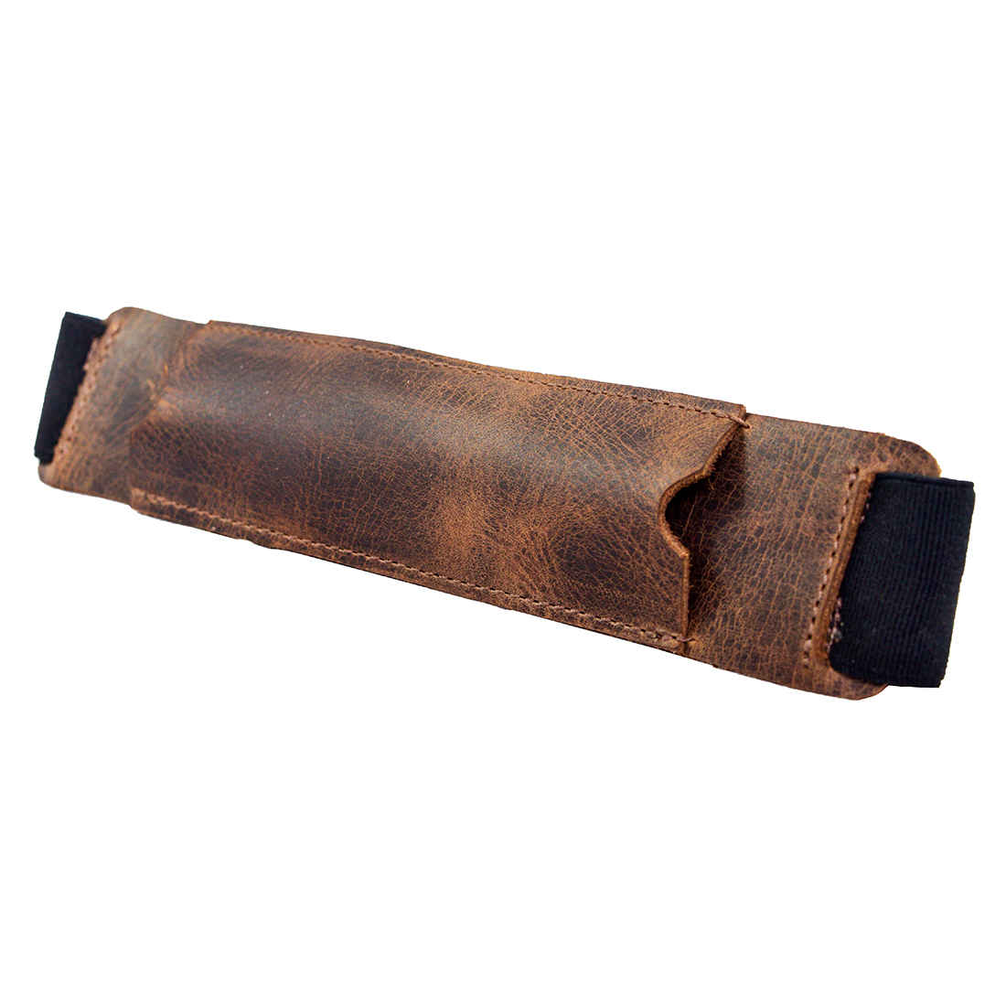 Open view of Hide & Drink Pen Holster, revealing its spacious interior for notebooks. Made from high-quality full grain leather, this pen case is artisan-crafted in La Antigua Guatemala & Oaxaca Mexico.