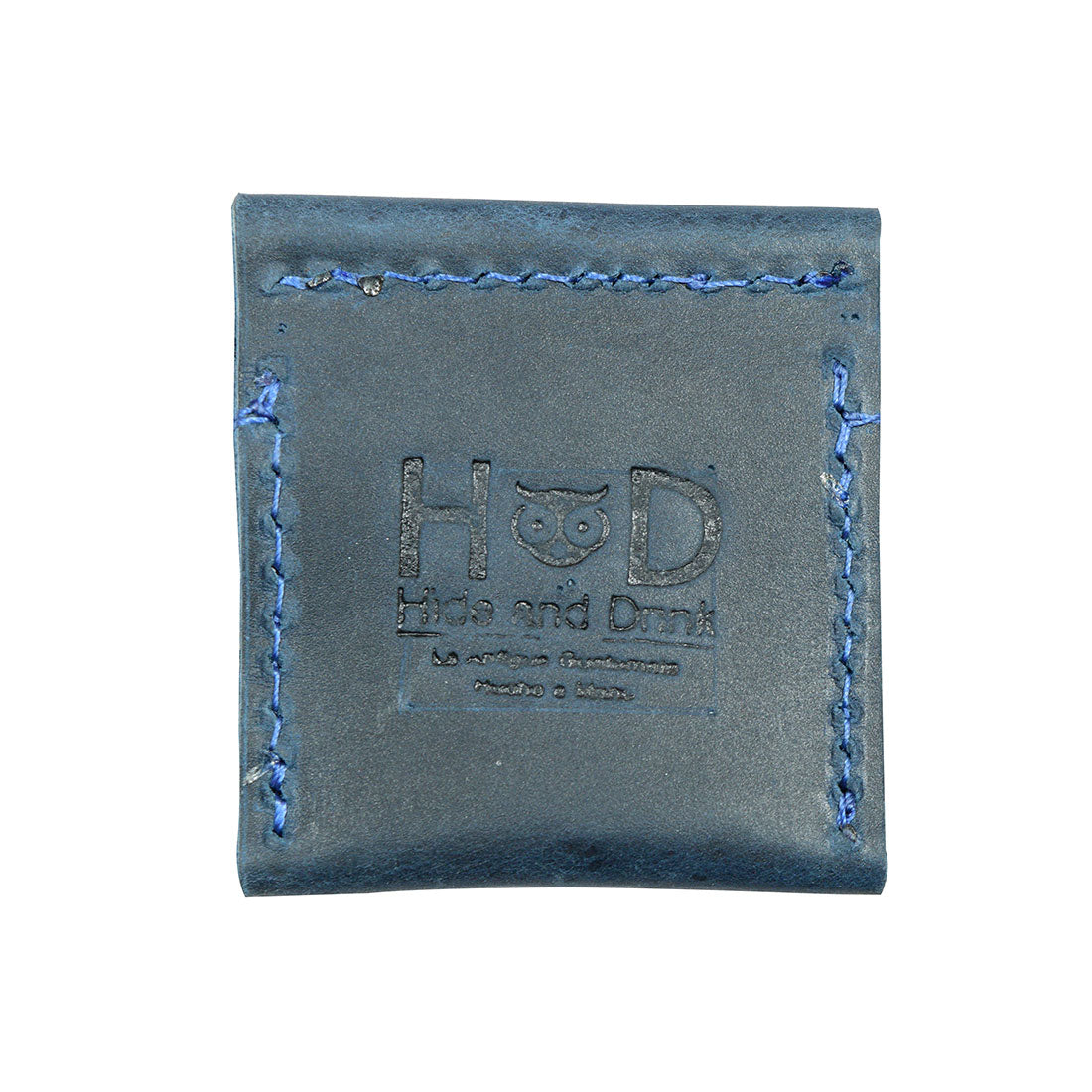 Hide & Drink Wedding Ring Case in blue leather, exhibiting a simple yet elegant design. A perfect travel pouch organizer for jewelry and engagement rings, handmade in La Antigua Guatemala & Oaxaca Mexico with full grain leather.