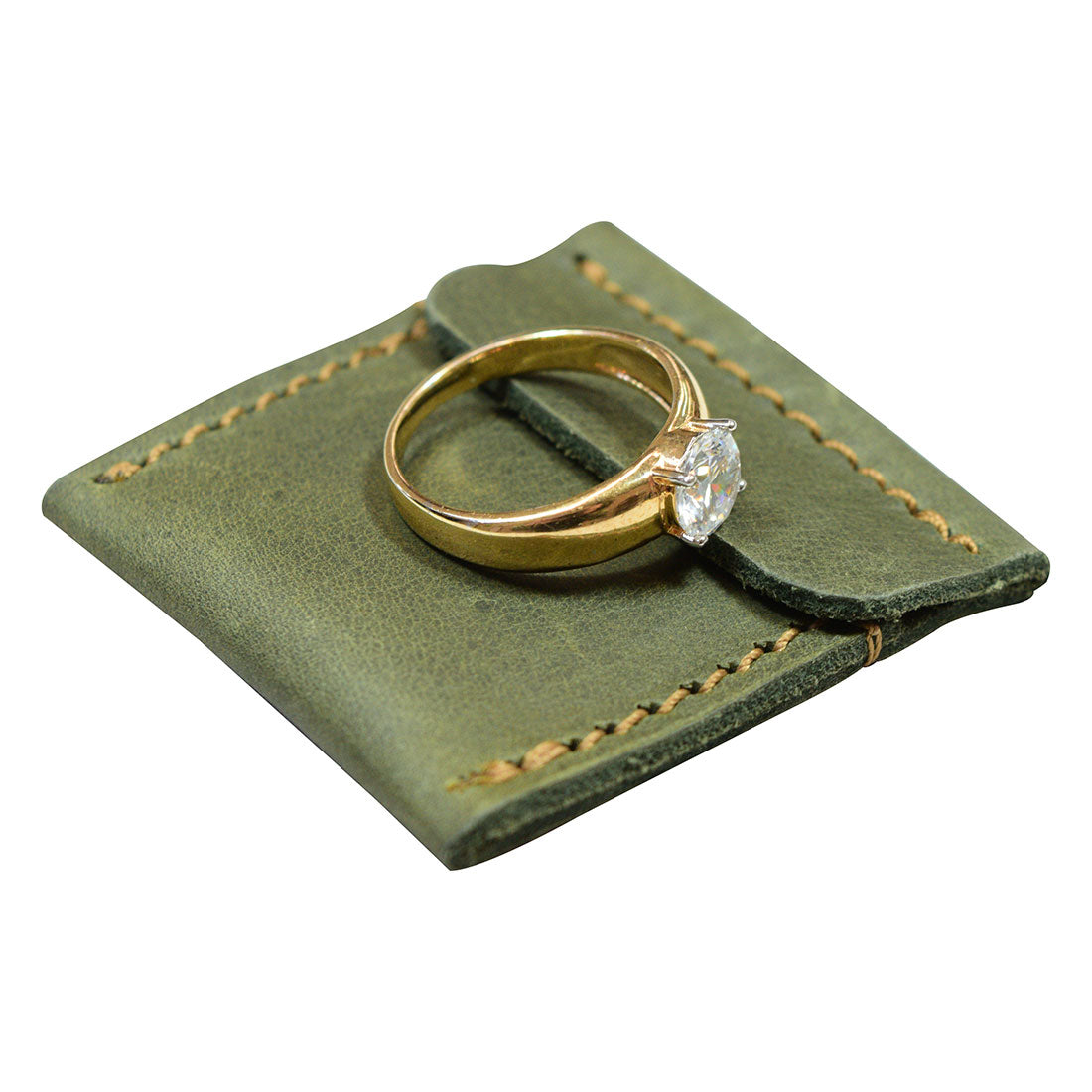 Hide & Drink Wedding Ring Case in sophisticated dark blue, demonstrating excellent design for engagement rings. This pouch organizer for jewelry is a testament to small batch production, hand sewn in La Antigua Guatemala & Oaxaca Mexico.