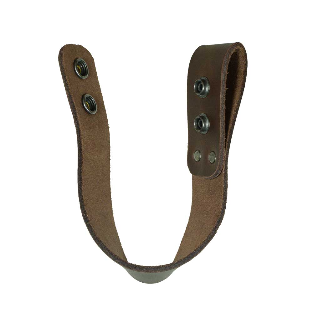 Thick Whip Holster by Hide & Drink featuring a sturdy construction, perfect for use as a whip holster or a belt loop bullwhip holder for cowboy enthusiasts. This rustic strap emphasizes small batch production, crafted from thick full grain leather, hand cut, hand sewn, and fire branded by artisans in La Antigua Guatemala and Oaxaca Mexico.