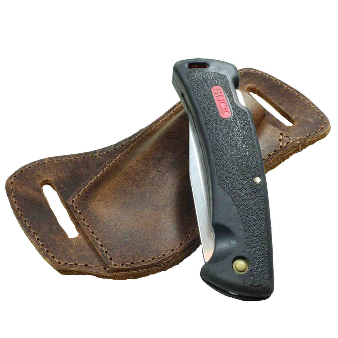 The Full Grain Leather Horizontal Knife Holster by Hide & Drink featuring a knife inserted, highlighting its practical use. This Knife Case is a handy Waist Sleeve for Small Knives, making it an essential Camping Accessory and Outdoor Protector for your Knife. Each holster is Handmade in Small Batch Production, crafted with meticulous care, Hand Cut and Hand Sewn, Fire Branded by artisans located in La Antigua Guatemala & Oaxaca Mexico.