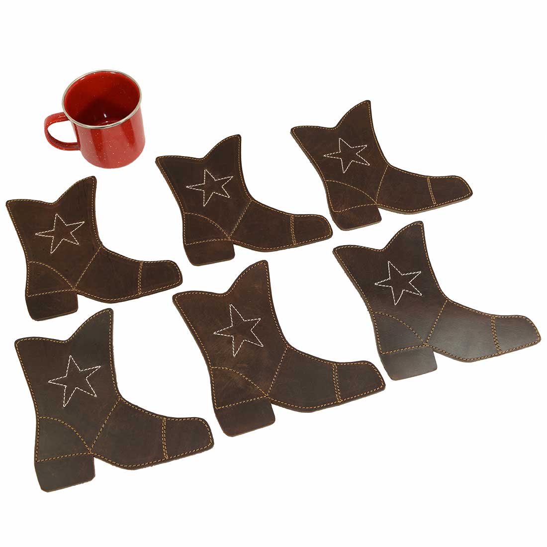 Texas Cowboy Boot Coaster Set (6-Pack) - Stockyard X 'The Leather Store'