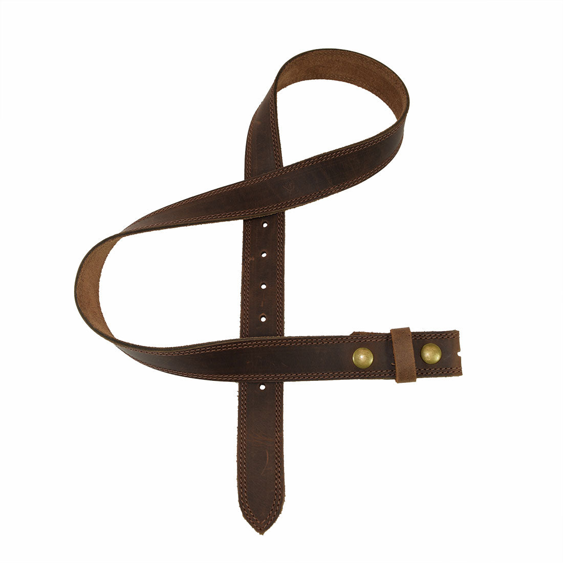 Two Row Stitch Leather Snap On Belt, 1.25" Width - Stockyard X 'The Leather Store'