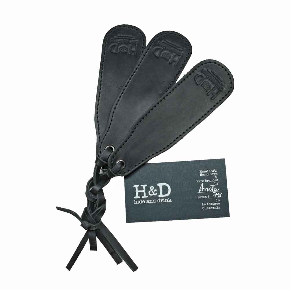 Hide & Drink Bookmark (3-Pack) crafted from elegant full grain leather, ideal for marking pages for book lovers. Handmade with artisan techniques in small batches from La Antigua Guatemala.