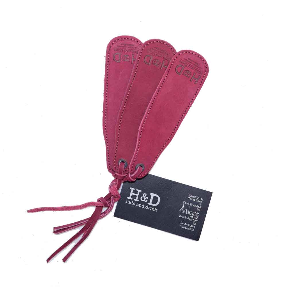 Hide & Drink Bookmark (3-Pack) crafted from stylish full grain leather, perfect for book lovers and travel readers. Artisan-made in La Antigua Guatemala with a focus on small batch quality.