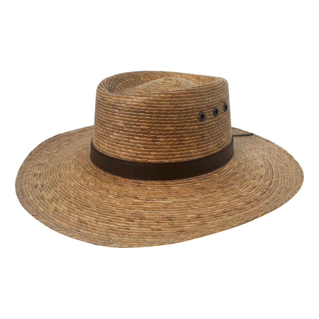 Angel Eyes Wide Brim Hat Handmade from 100% Oaxacan Coconut Palm Leaves - Coconut Brown - Stockyard X 'The Leather Store'