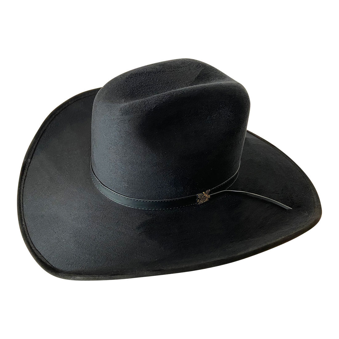Wide Brim Cowboy Style Hat Handmade from 100% Oaxacan Suede - Burnt Black - Stockyard X 'The Leather Store'