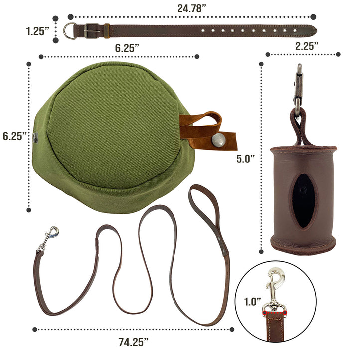 Collar, Leash, Bowl and Poop Bag Carrier - Stockyard X 'The Leather Store'