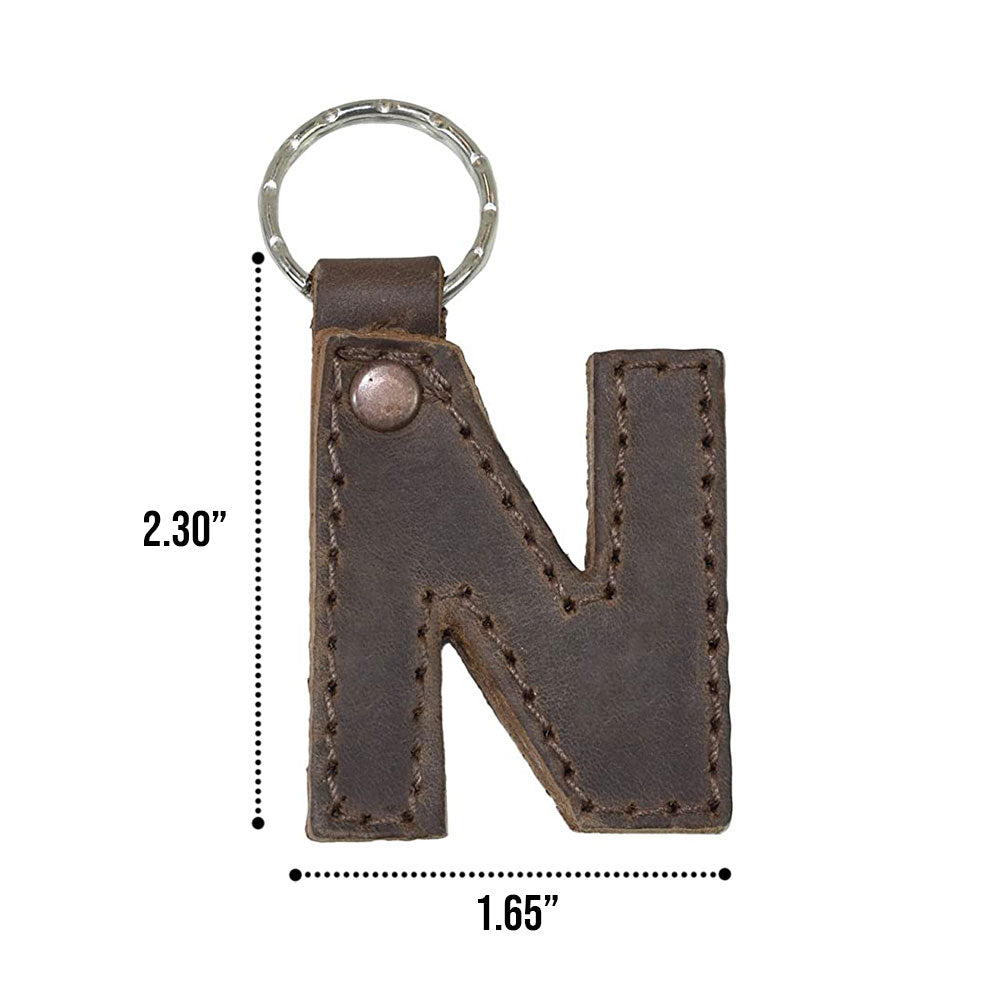 Unique 'X' Alphabet Letter Keychain from Hide & Drink, crafted in durable thick leather. Perfect for personalization, handcrafted by artisans in La Antigua Guatemala.