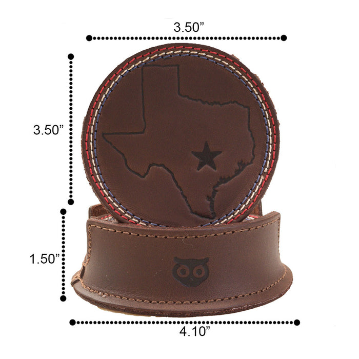 Texas State Coasters with Stitching (6-Pack) - Stockyard X 'The Leather Store'