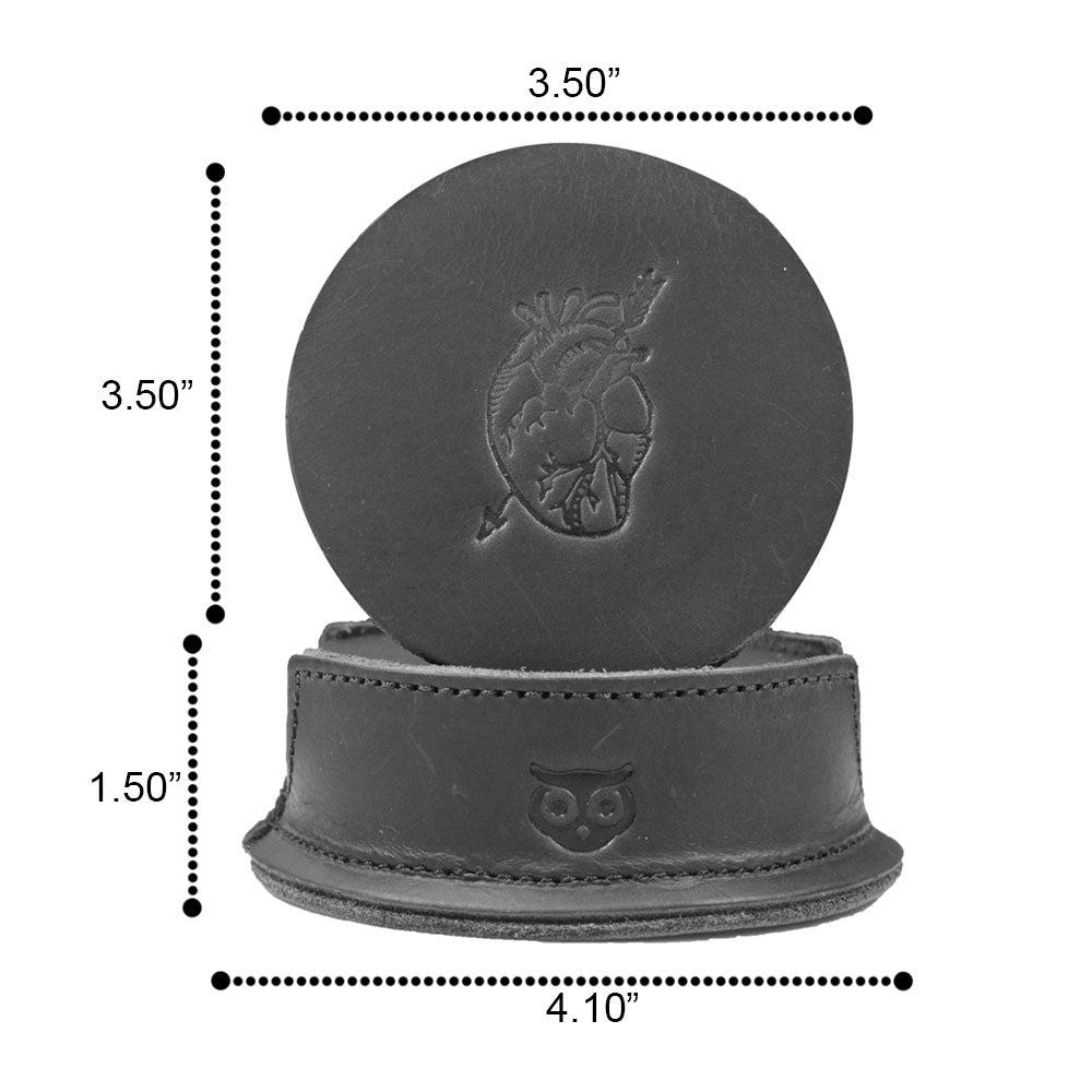 Thick Leather Moon, Star and Heart Coasters (6-Pack) - Stockyard X 'The Leather Store'
