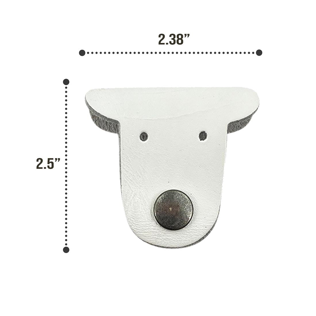 Multicolor Dog Cord Keeper (3 Pack) by Taco Dog with measurements of a dog-shaped leather clip emphasizing its compact size and usability for cord management. Dog Cord Keeper - Wrap Up Your Cables, Earbuds, Headphones, Chargers - Clip The Straps Together for Easy Management and Travel - 3-Pack, Full Grain Leather, StockyardX, Small Batch Production, Hand Cut, Hand Sewn, Fire Branded, Artisan, Handmade in La Antigua Guatemala & Oaxaca Mexico.