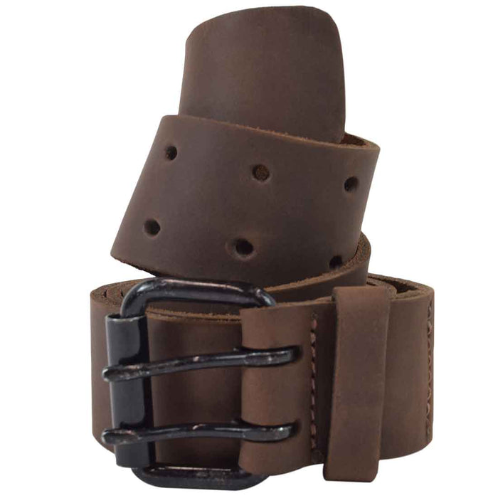 Rustic Leather Belt / Rustic Charcoal Double Prong Buckle, 1.5" Wide - Stockyard X 'The Leather Store'