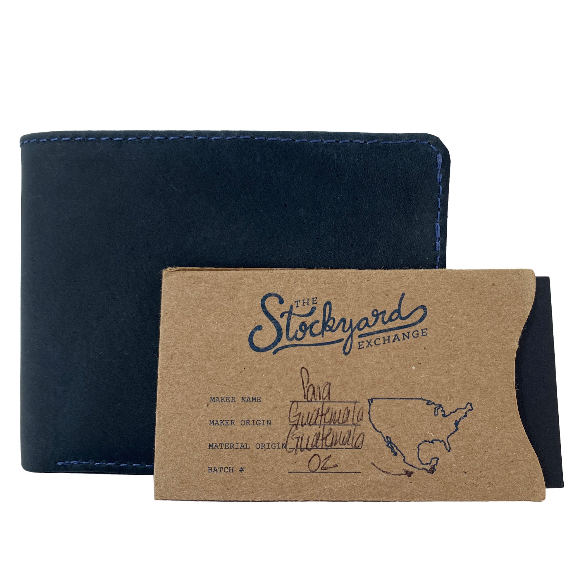 Open view of Hide & Drink's black Bifold Wallet to showcase its interior compartments. This Slim Bifold Wallet is a classic billfold suitable for keeping cash and cards organized, making it an essential travel accessory crafted from full grain leather, handmade in La Antigua Guatemala & Oaxaca Mexico.