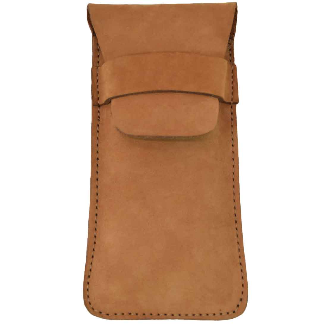 Hide & Drink Cigar Holder displayed in a rustic style, with room for three 50 ring cigars. This classic all-purpose holder is handmade from full grain leather, emphasizing artisan craftsmanship from La Antigua Guatemala and small batch production.