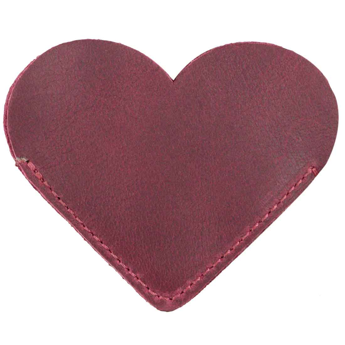Two burgundy Leather Corner Heart Bookmarks (2 pack) by Hide & Drink, highlighting unique styles crafted from Full Grain Leather. This product reflects the artisan craftsmanship of La Antigua Guatemala and Oaxaca Mexico, showcasing small batch production.
