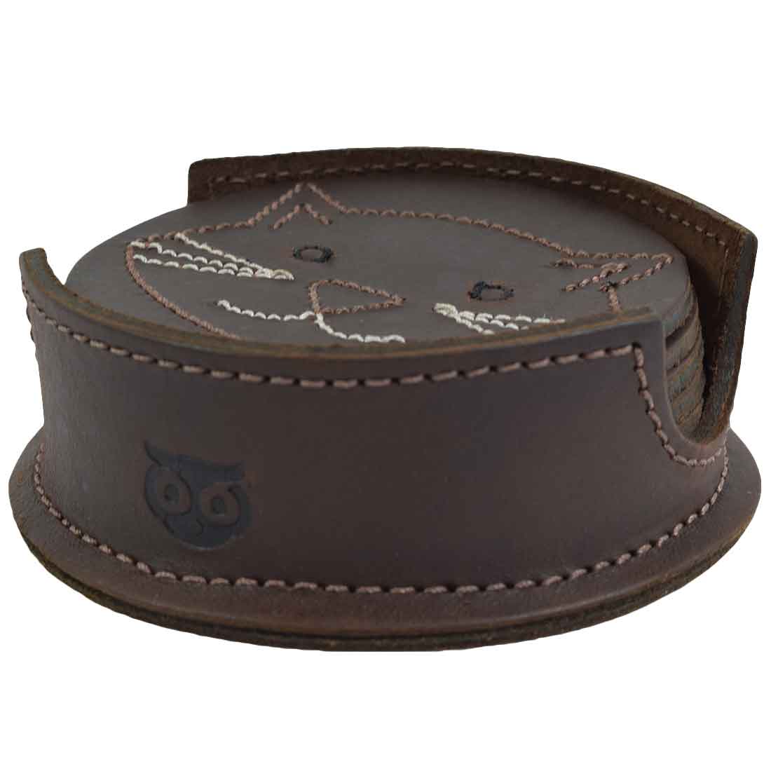 Whiskers Cat Classic Shaped Coaster Set (6-Pack) - Stockyard X 'The Leather Store'