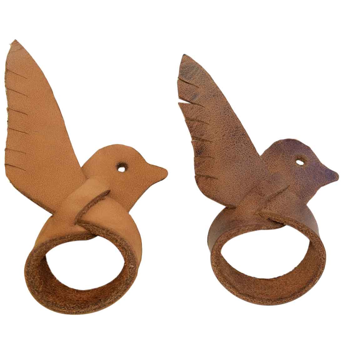 Hide & Drink's Friendship Dove Rings featuring a unique leather design in a 2 pack, perfect for your significant other or friend. Made of durable Full Grain Leather, these handmade pieces showcase artisan craftsmanship from La Antigua Guatemala, featuring hand cut, hand sewn, and fire branded details.