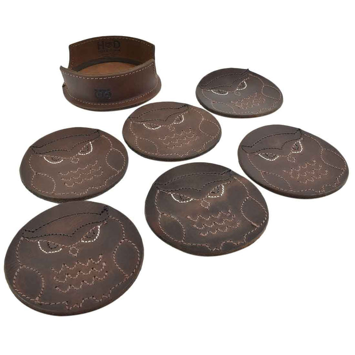 Hoot Owl Classic Shaped Coaster Set (6-Pack) - Stockyard X 'The Leather Store'