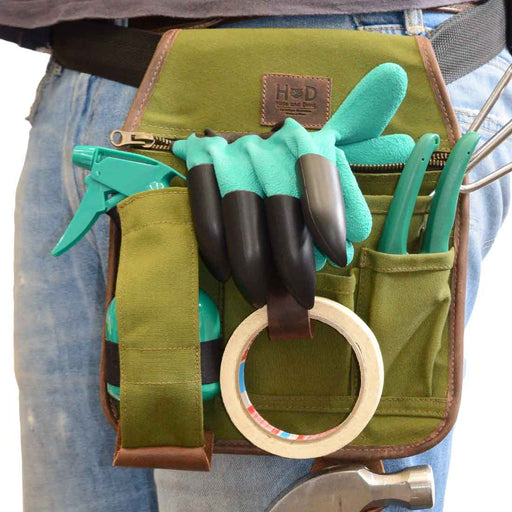 Gardening Tool Belt Olive - Stockyard X 'The Leather Store'