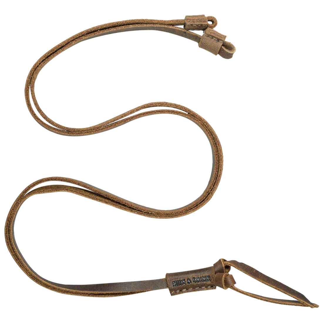 Durable glasses strap from Hide & Drink, depicted here as the perfect accessory for holding your eyeglasses. This Adjustable Eyeglasses Strap is made with high-quality Full Grain Leather, emphasizing the brand's commitment to Small Batch Production and Hand Sewn details, making it a must-have for everyday accessories.