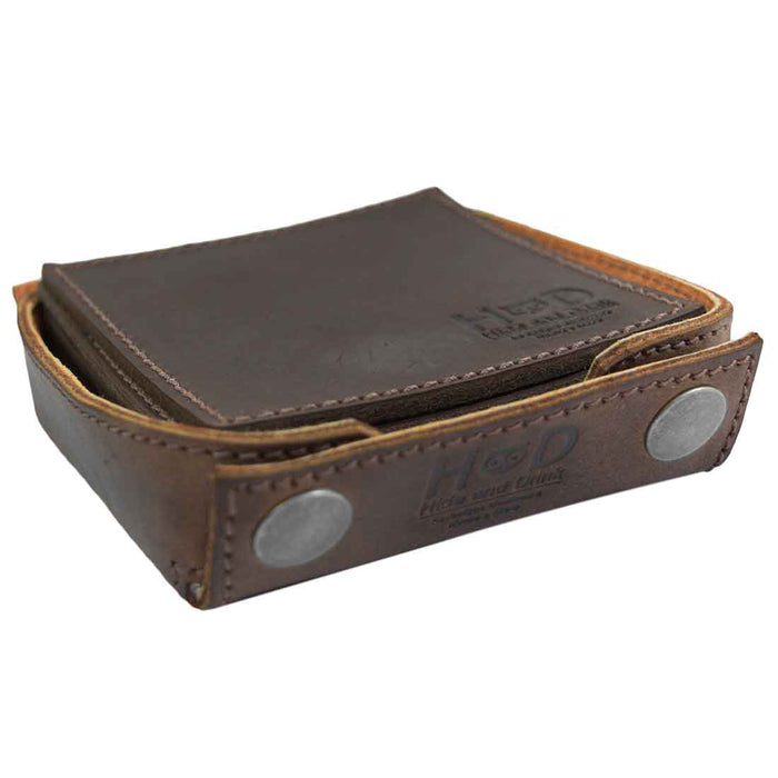 Square Box w/Stitching Coasters Set (6-Pack) - Stockyard X 'The Leather Store'