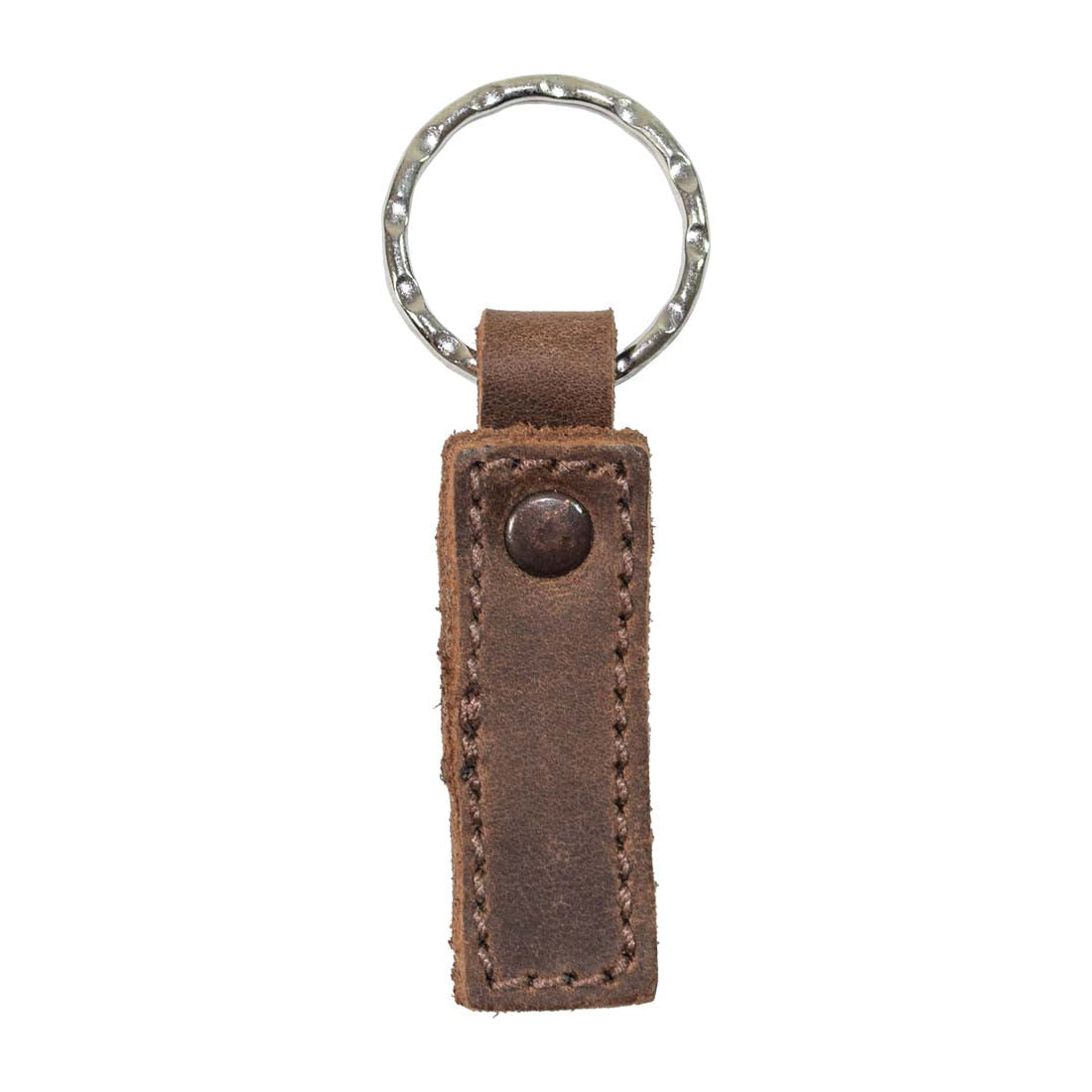 Beautiful 'M' thick leather Alphabet Letter Keychain by Hide & Drink, showcasing artisan craftsmanship. The perfect personalized gift for key organization, made in La Antigua Guatemala.