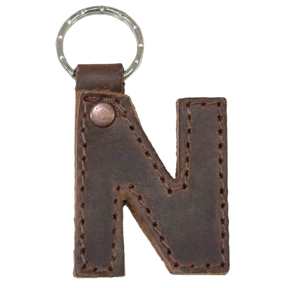 Charming 'W' Alphabet Letter Keychain by Hide & Drink, showcasing durable thick leather design. Ideal for personalized gifting, artisan crafted in La Antigua Guatemala.