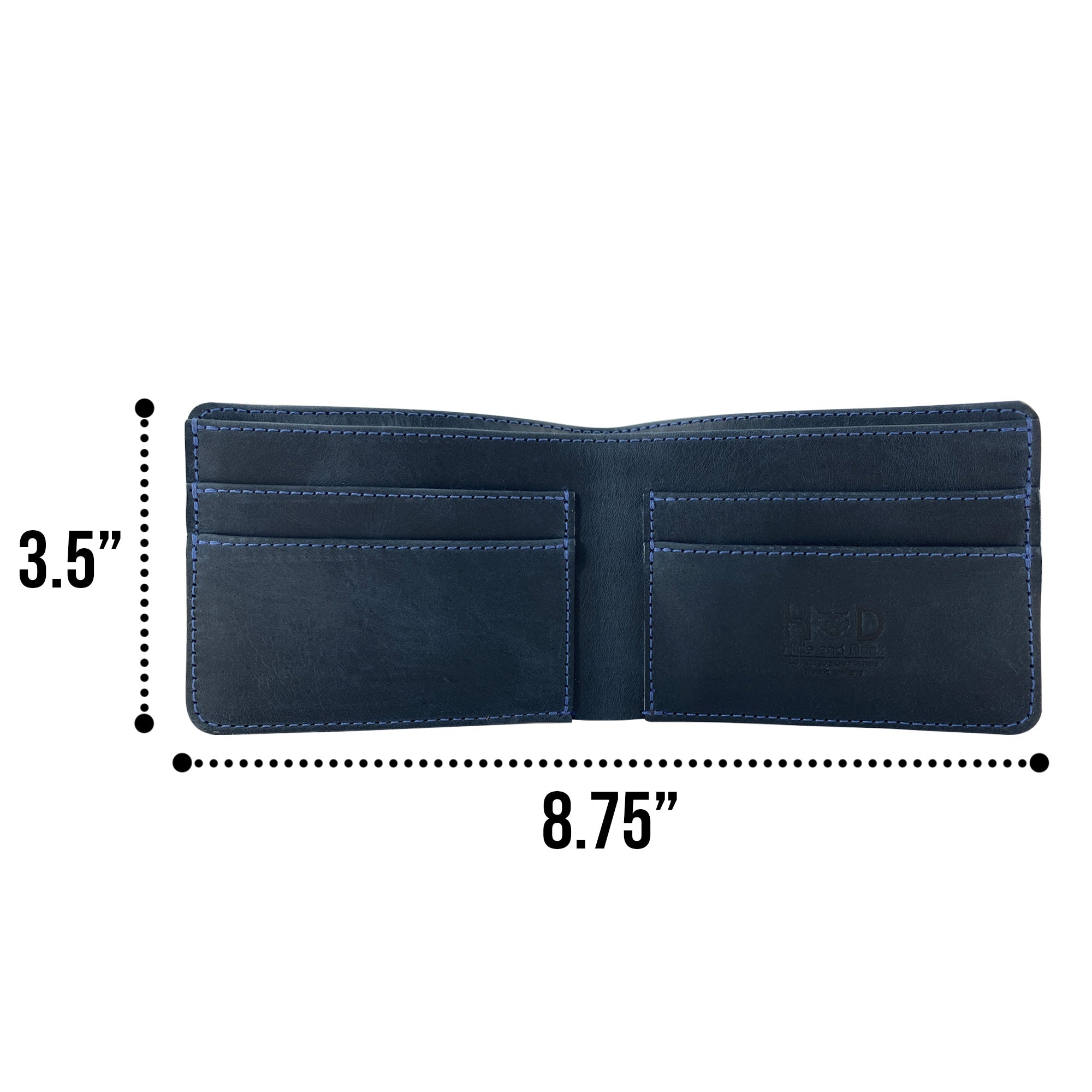 Hide & Drink's black Bifold Wallet featuring a sleek design, emphasizing its premium quality. This Slim Bifold Wallet is a classic billfold for storing money and cards, serving as a great travel accessory made from full grain leather, artisan handmade in La Antigua Guatemala & Oaxaca Mexico.