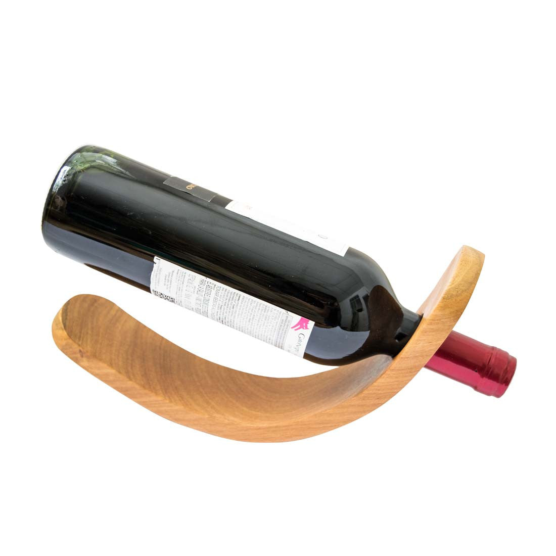 Wood Wine Holder Moon Shape - Stockyard X 'The Leather Store'