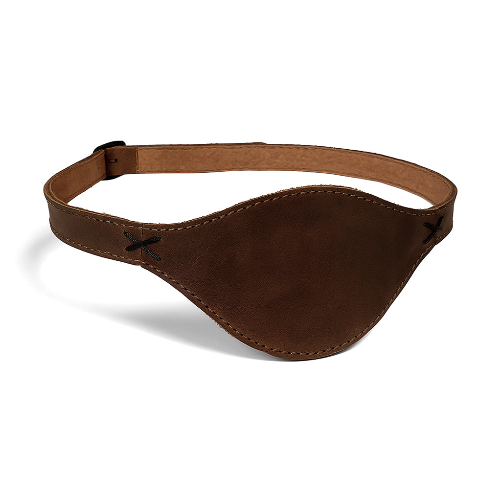 Handmade Pirate Eye Patch by Hide & Play, crafted from full grain leather for durability, ideal for cosplay, Halloween, performances, films, shows & carnivals. StockyardX showcases artisan quality with small batch production, hand cut, hand sewn, and fire branded with care in La Antigua Guatemala.
