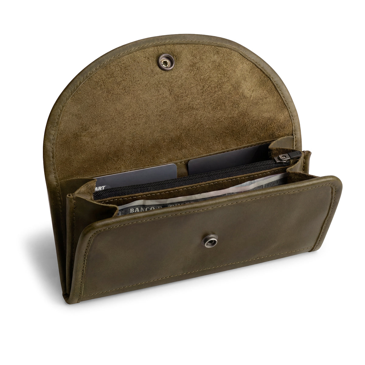 Filed Snapper Wallet Single Snap Zippered Wallet – StockyardX, The Leather Store