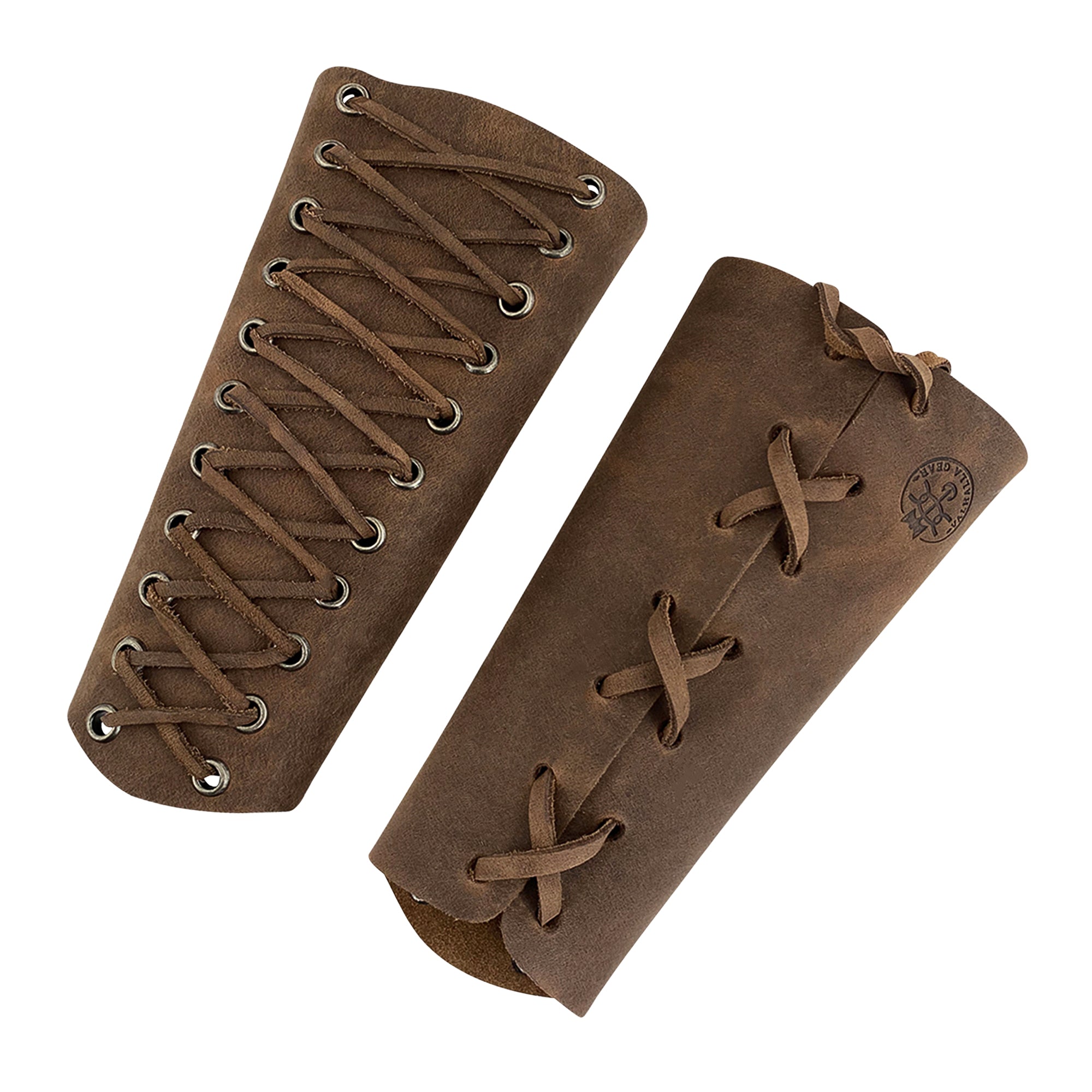 Valhalla Gear Archery Bracer - 2 pack featuring a set of 2 bracers for archers, handcrafted with full grain leather. Ideal hand protector for bow shooting practice, this outdoor sports armband is artisan-made, small batch production, hand cut, hand sewn, and fire branded. Perfect for durability in any outdoor activities, made in La Antigua Guatemala & Oaxaca Mexico.