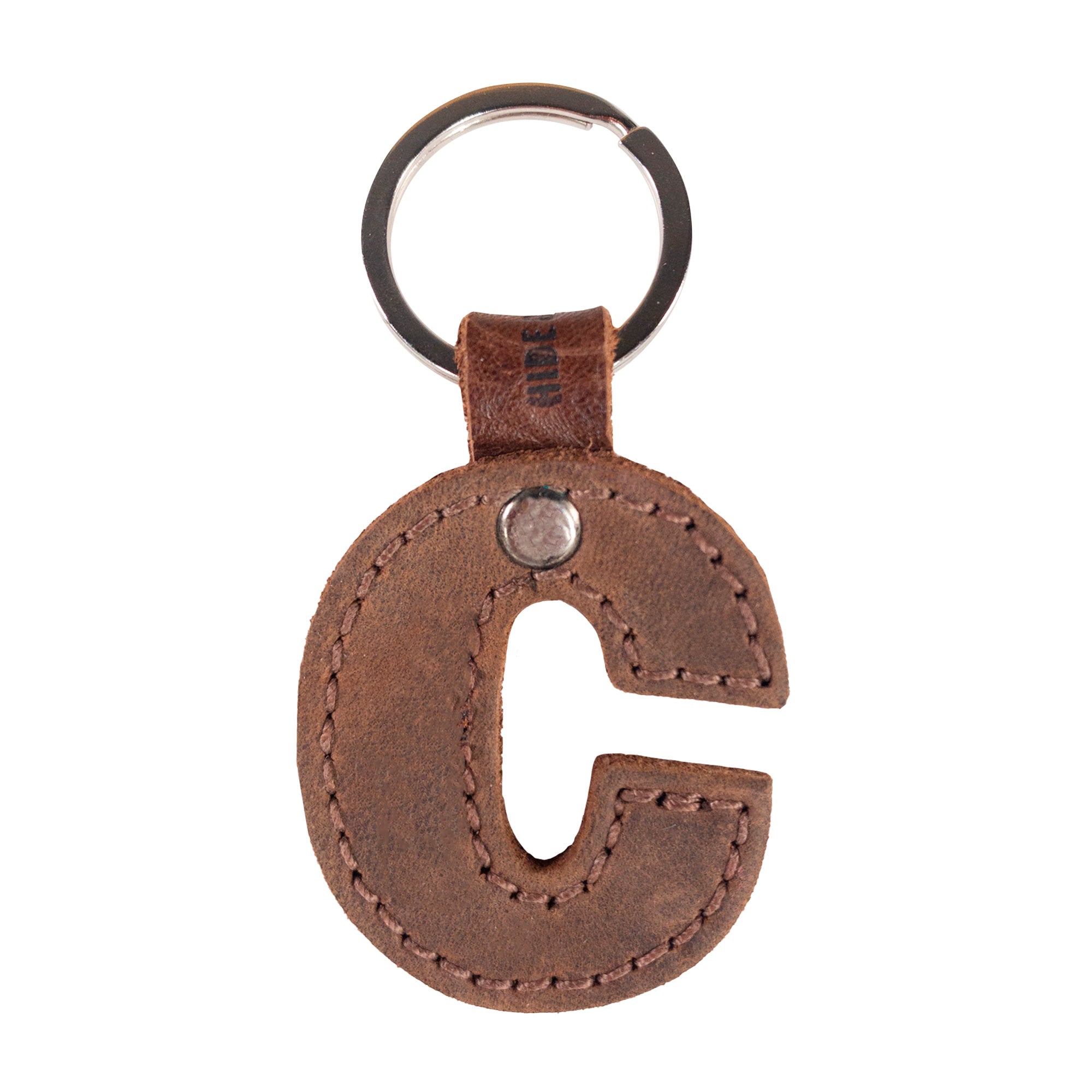 Charming 'C' Alphabet Letter Keychain by Hide & Drink, made from thick leather for lasting durability. Perfectly crafted by artisans in La Antigua Guatemala.