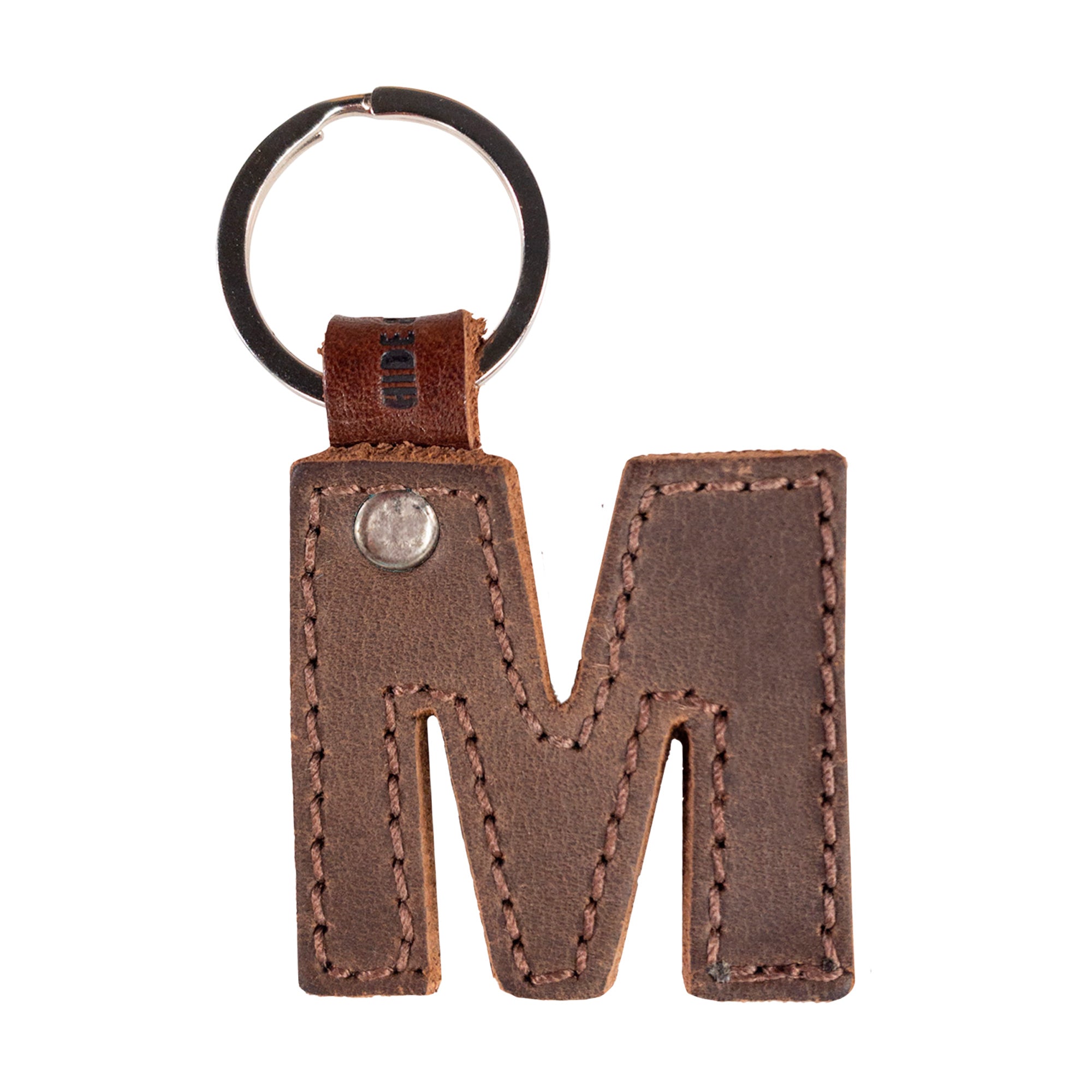 Beautiful 'V' thick leather Alphabet Letter Keychain by Hide & Drink, perfect for stylish key organization. Artisan crafted in La Antigua Guatemala for durability.