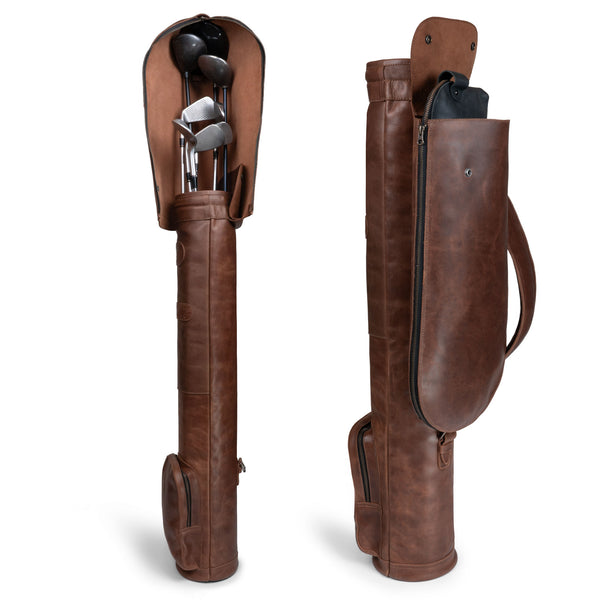 Leather Travel Golf Bag with Rain Hood
