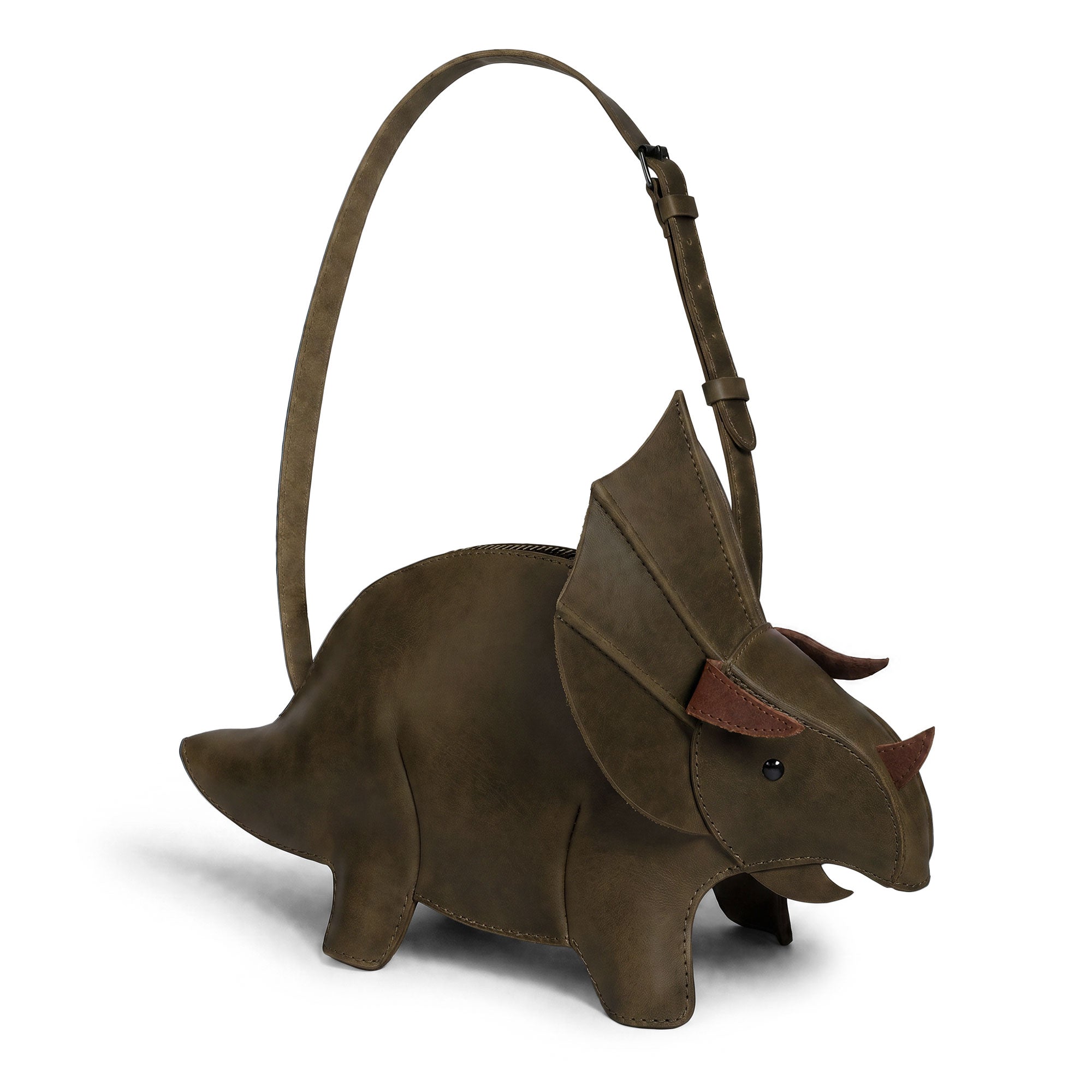 Leather Dinosaur Triceratops Crossbody Bag