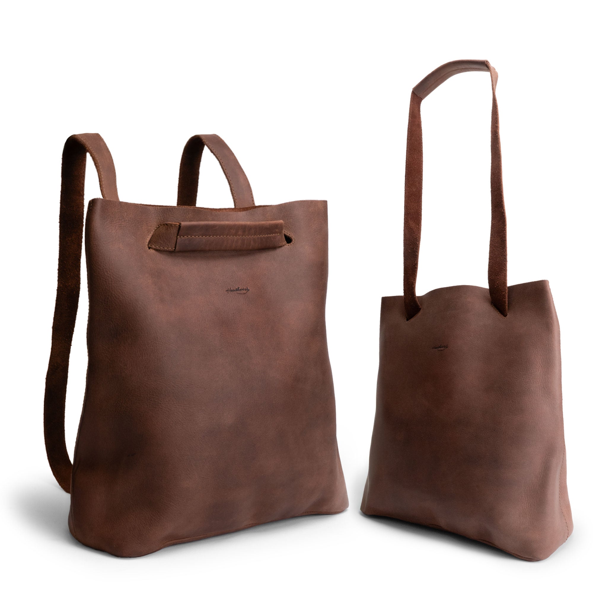 Heather's Convertible Backpack to Shoulder Bag, a stylish and versatile bag made from Full Grain Leather featuring both backpack and shoulder bag options. This spacious crossbody for women showcases its unique handmade quality with a squared purse design, representing small batch production by artisans in La Antigua Guatemala & Oaxaca Mexico.