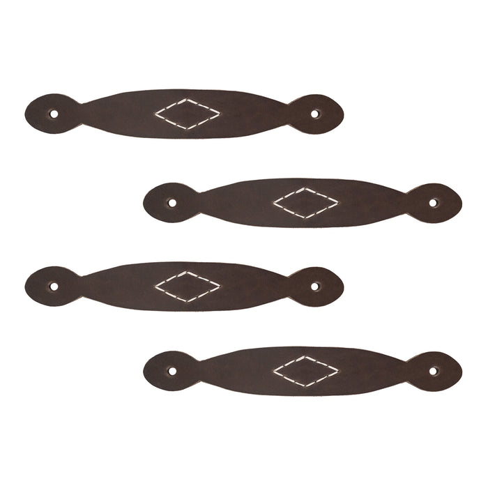 Drawer Handles (4 Pack) with Rhomboid Stitching - Stockyard X 'The Leather Store'