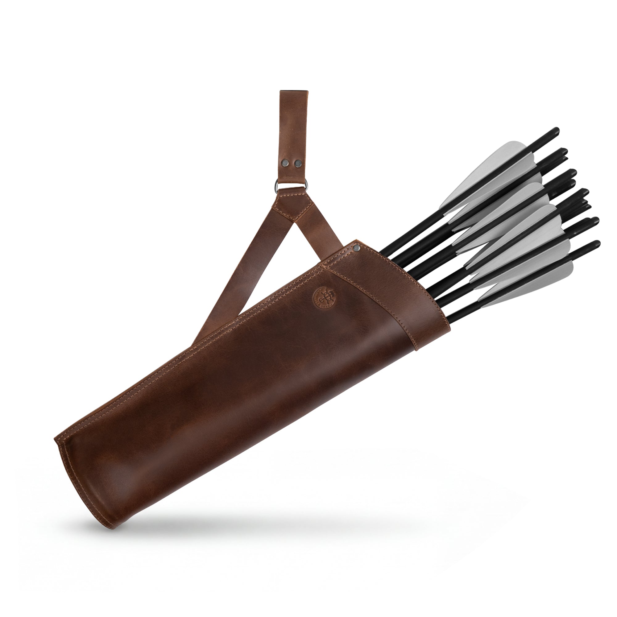 The Marksman, Sling Hip Quiver for Bolts by Valhalla Gear, showcasing a stylish Full Grain Leather Crossbow Bolt Hip Quiver with Belt Loop, perfect for archery and hunting. This Crossbow Bolt Case is an excellent Cross Bolt Holder and Waist Sling Quiver for Bolts, designed to hold mini arrows securely. Ideal as an Archery Arrow Storage solution, it is a must-have Bow Hunting Accessory, reflecting artisan quality with small batch production, hand cut and hand sewn in La Antigua Guatemala & Oaxaca Mexico.