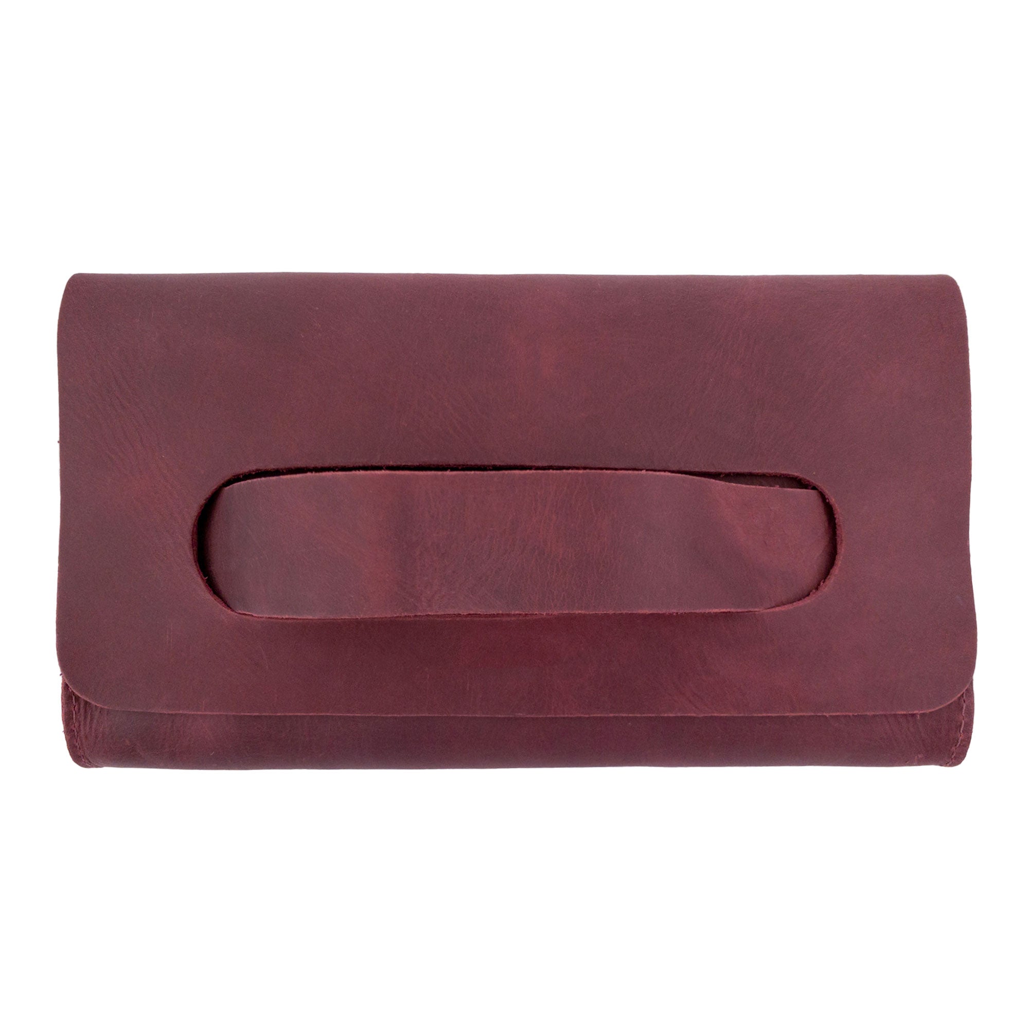 Rich maroon Clutch Bag With Handle from Hide & Drink, made from premium Full Grain Leather. This versatile Clutch Bag with Handle is perfect for women as a handbag or night bag, lovingly crafted by artisans from Guatemala and Mexico.