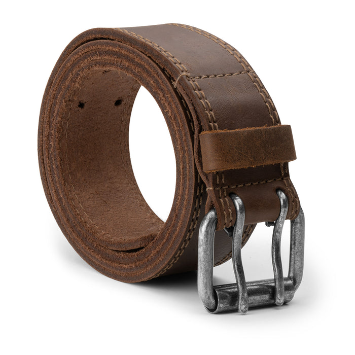 Two Row Stitch Double Prong Buckle Belt