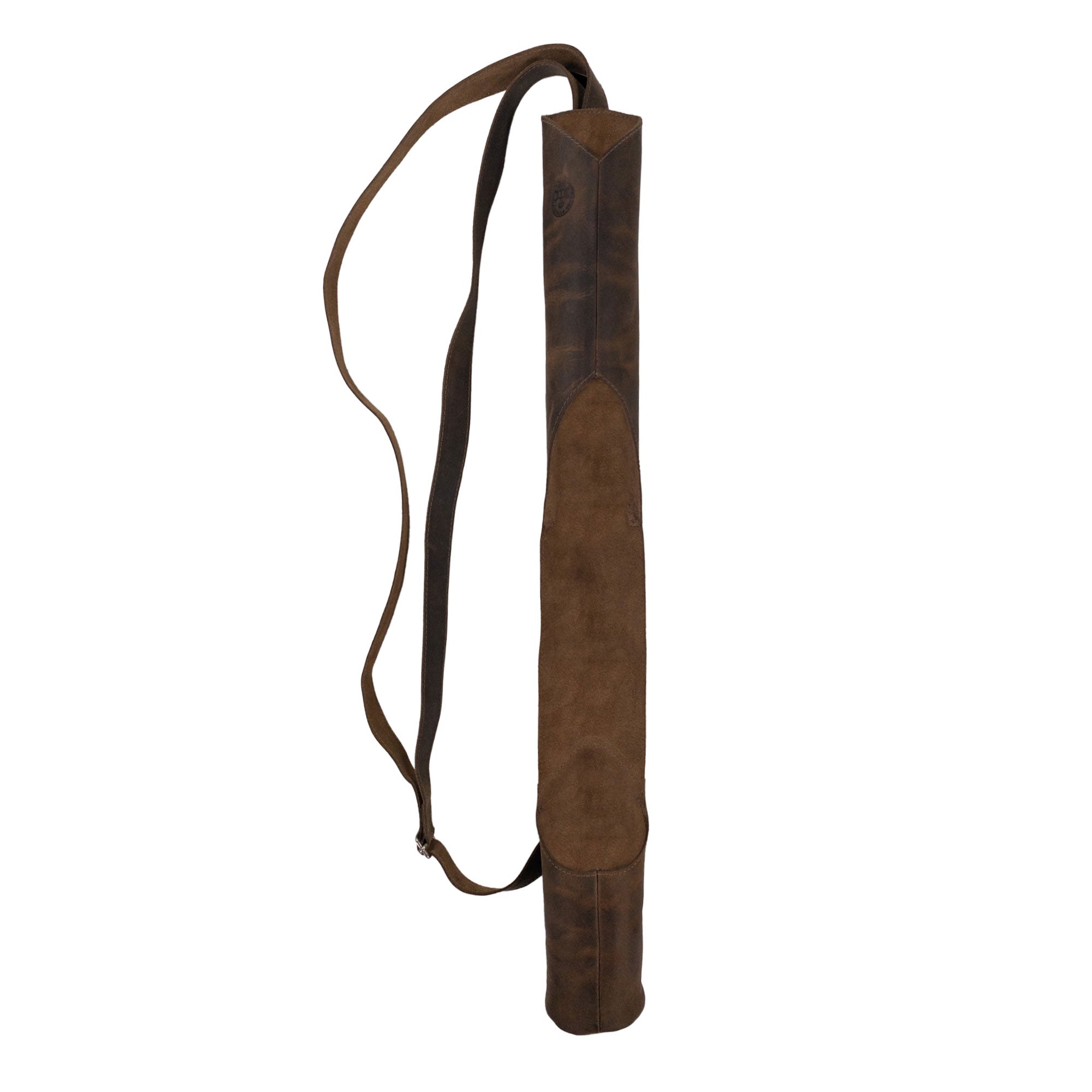 Valhalla Gear Opened Quiver showcasing a stylish Opened Back Quiver with Adjustable Strap, crafted from Full Grain Leather. This unique piece features Small Batch Production techniques, is Hand Cut and Hand Sewn, and is Fire Branded by skilled artisans. Handmade in La Antigua Guatemala & Oaxaca Mexico.