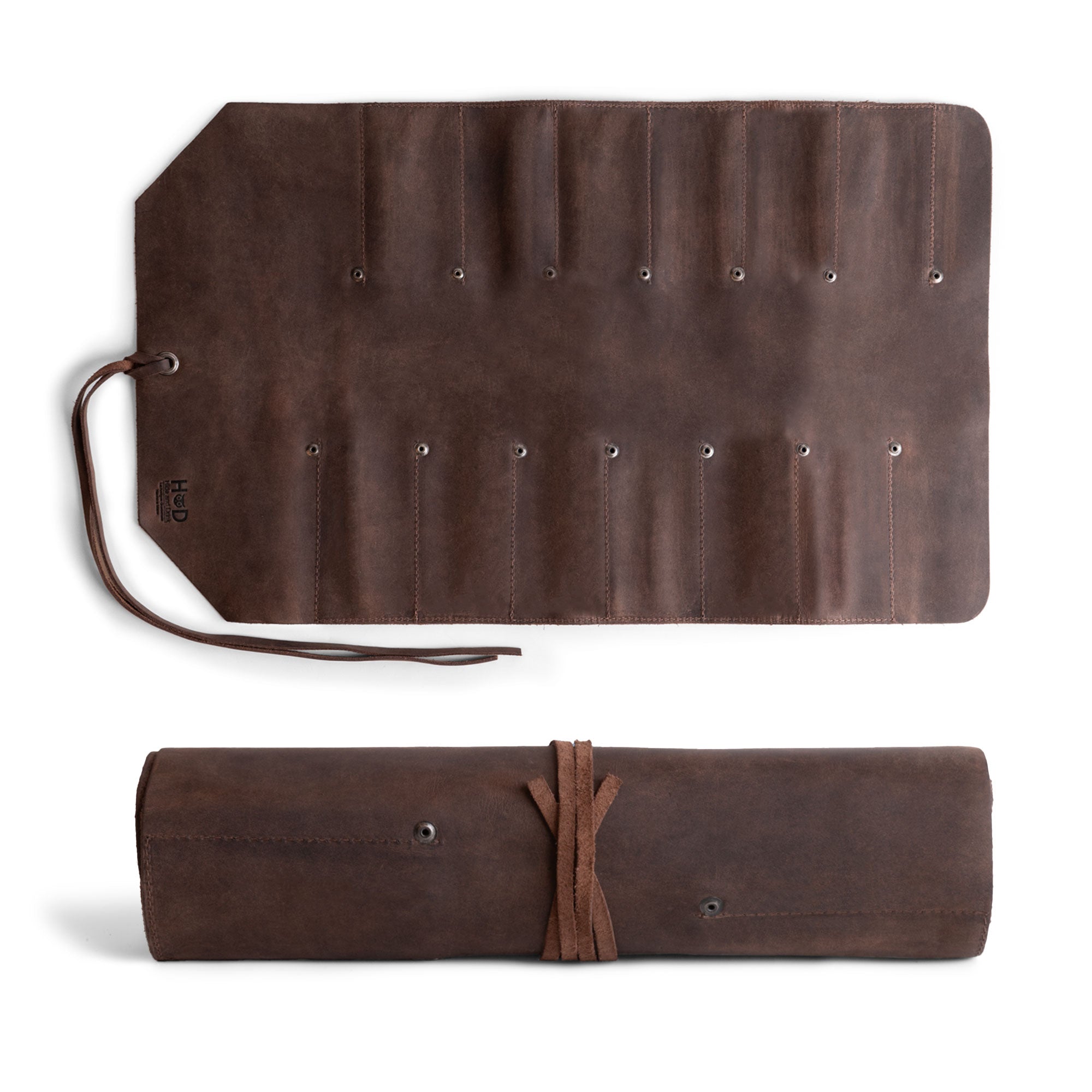 Hide & Drink Tool Roll (12 Pockets): Handcrafted tool roll made from durable full grain leather, compact for easy transport and organization. Tool Bag Roll Up, 12 Slot Heavy Duty Tool Roll Bag Organizer, Tool Roll Up Bag, Portable Tool Wrap Roll Bags for Travel, Durable Tool Kit Folding Tool Pouch Roll Up Mechanic Gifts for Men, Full Grain Leather, StockyardX, Small Batch Production, Hand Cut, Hand Sewn, Fire Branded, Artisan, Handmade in La Antigua Guatemala & Oaxaca Mexico.