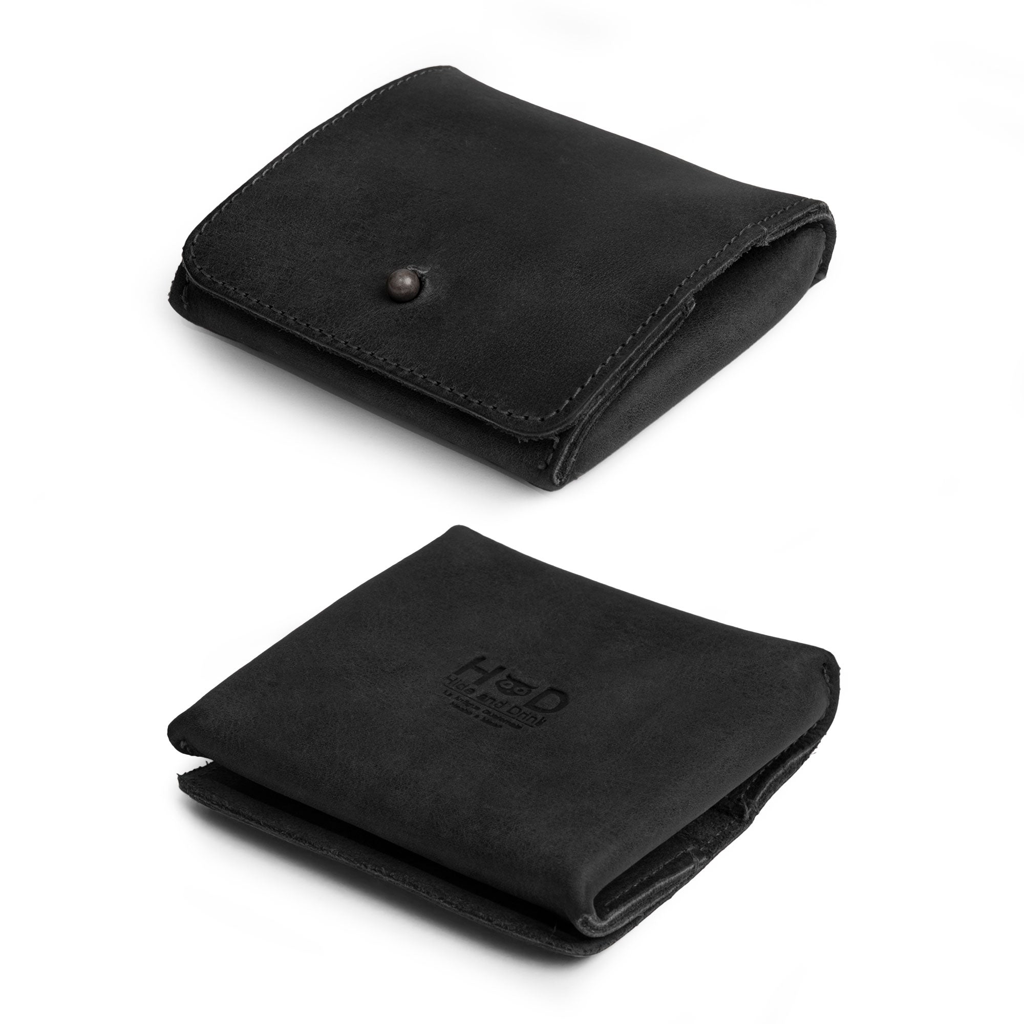 Outer view of a Hide & Drink Jewelry Pouch displaying premium full grain leather, great for storing jewelry like rings and offering a chic travel solution. This handmade pouch serves as a unique gift for bridesmaids and grooms, reflecting small batch production quality.