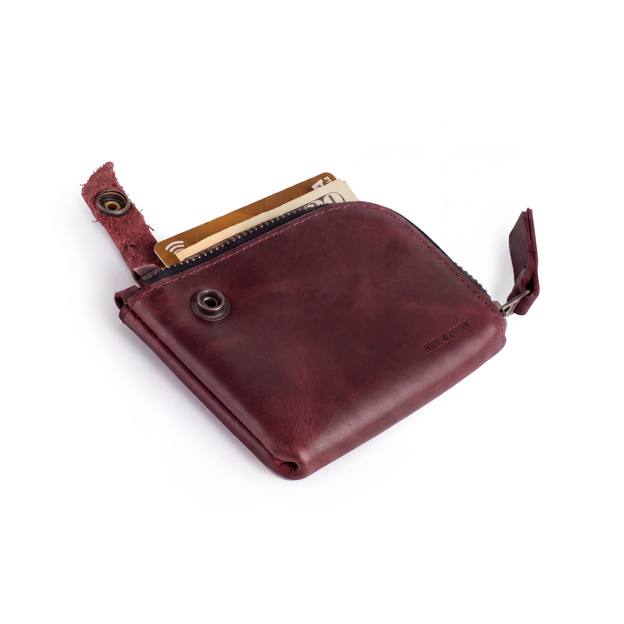 Lion's Mane Zippered Wallet by Hide & Drink, expertly crafted to combine elegance with functionality, ideal for holding essentials.