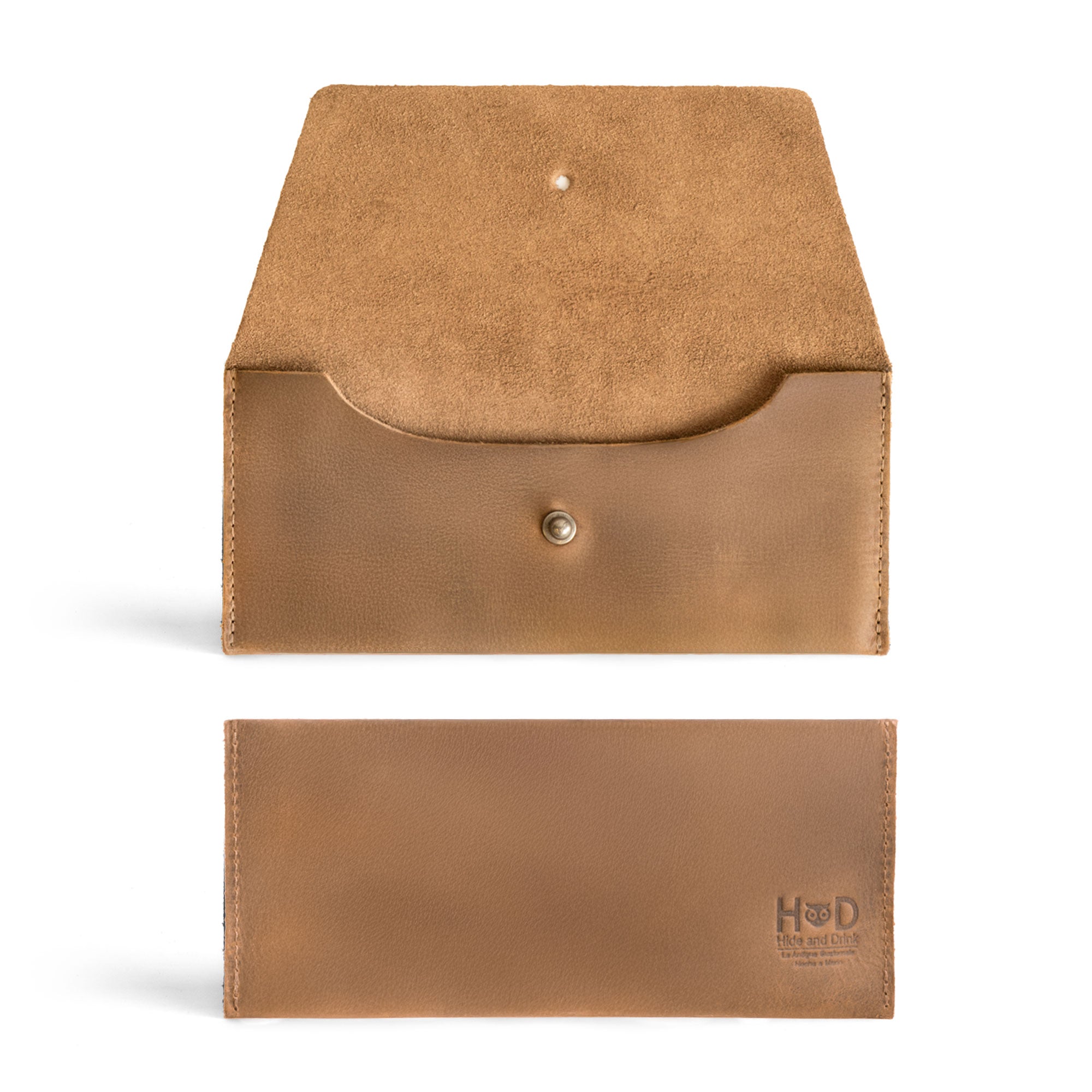 Interior view of the Long Utility Pouch by Hide & Drink in navy blue, highlighting its spacious design for convenient storage of cash and cards.