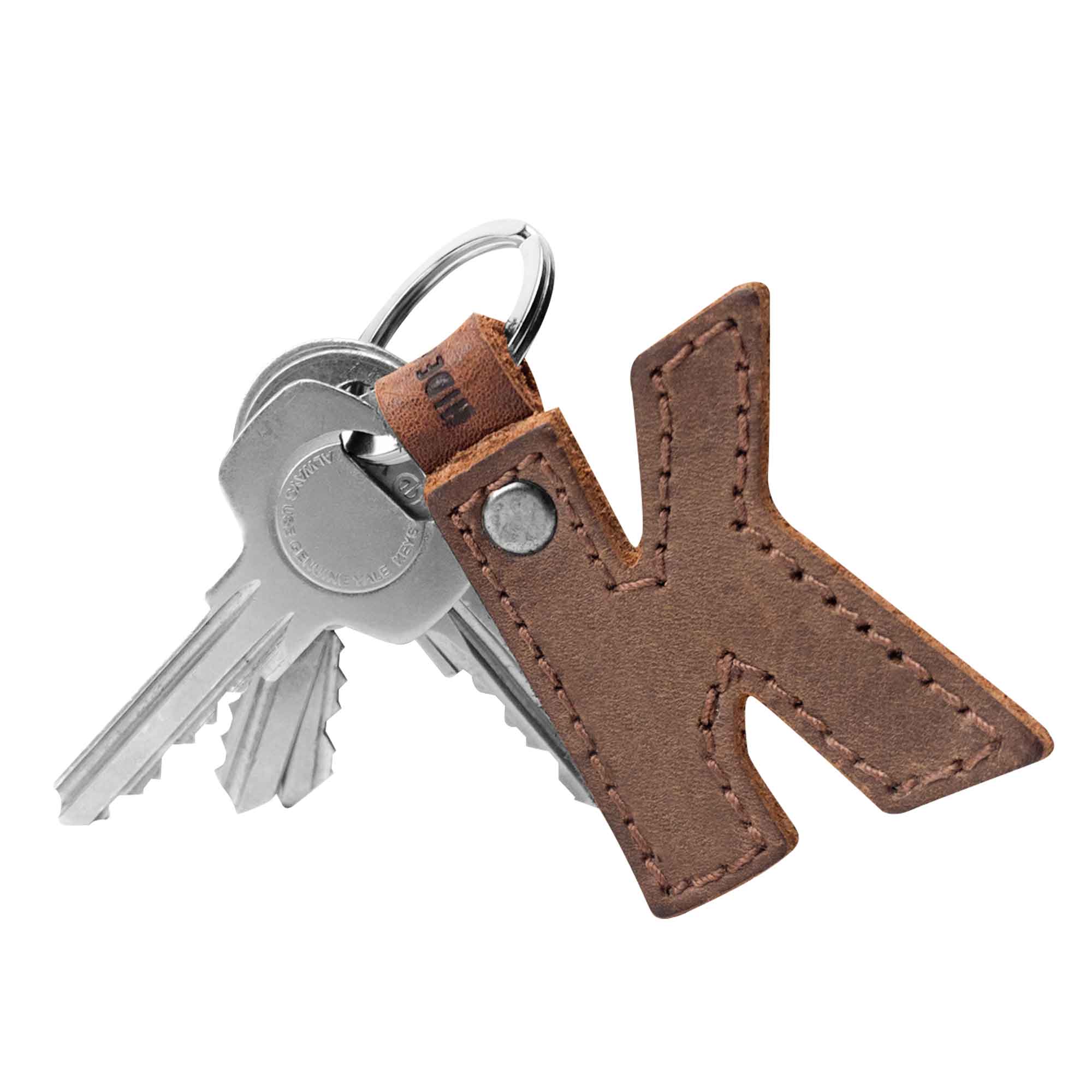 Charming 'P' Alphabet Letter Keychain by Hide & Drink, featuring thick leather for a unique touch. Handcrafted in La Antigua Guatemala, ideal for personalized gifting.